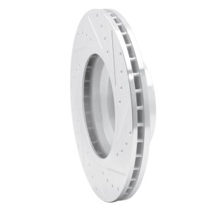 BMW 745LI Brake Rotor (1) - Front Left - R1 Concepts - Drilled & Slotted - Silver - `02-`08